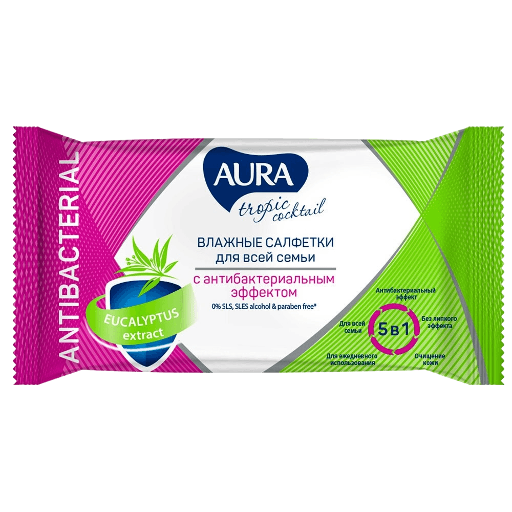 Салфетки влажные Aura Tropic Coctail, №15