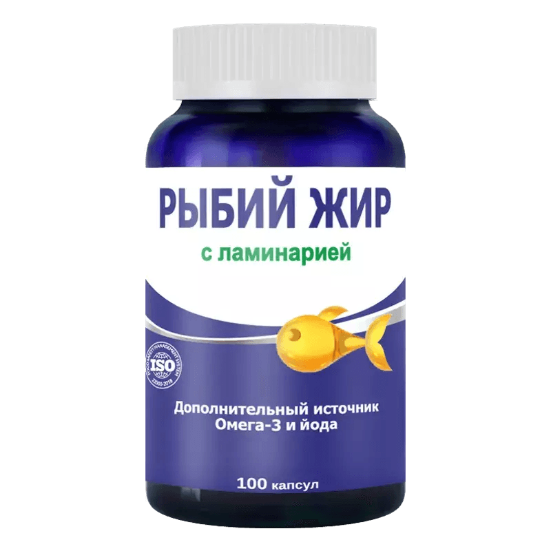Рыбий жир с ламинарией, 370 мг, капс. №100