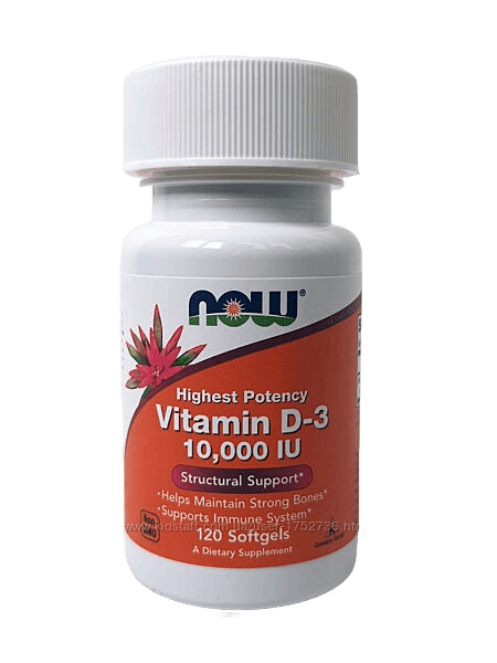 Витамин Д-3 (NOW Vitamin D-3), 10000 ме, капс. №120