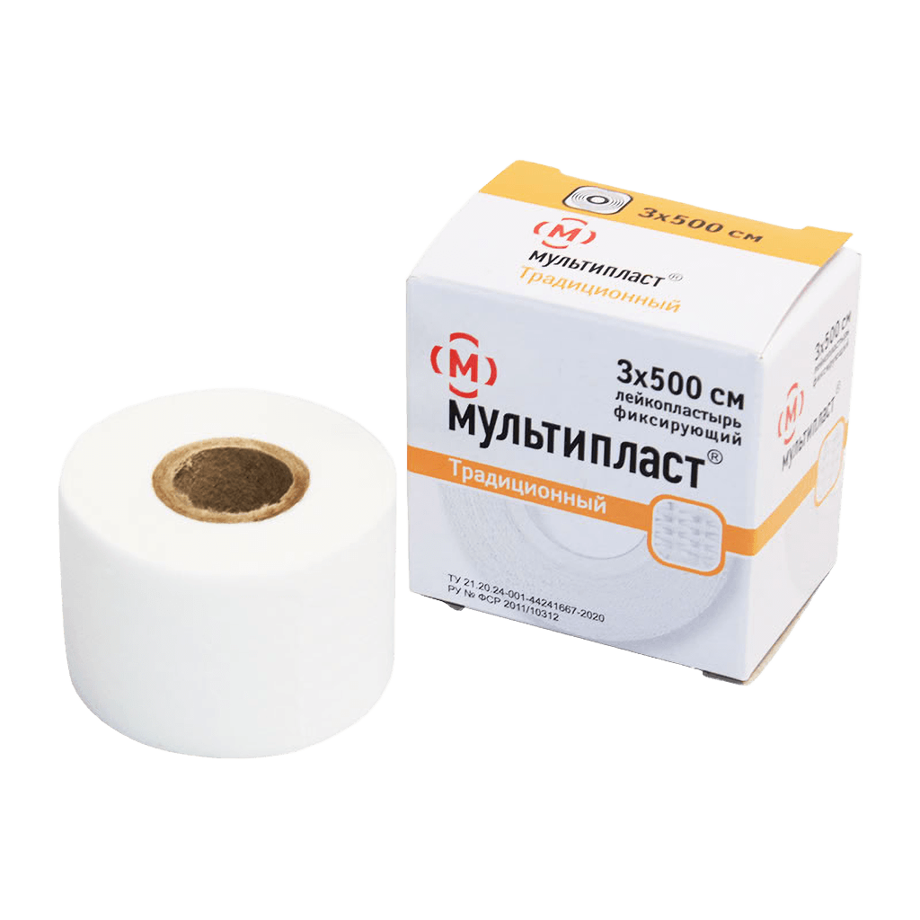 Лейкопластырь фикси. нестер. тканный. Мультипласт, 3 х 500 см