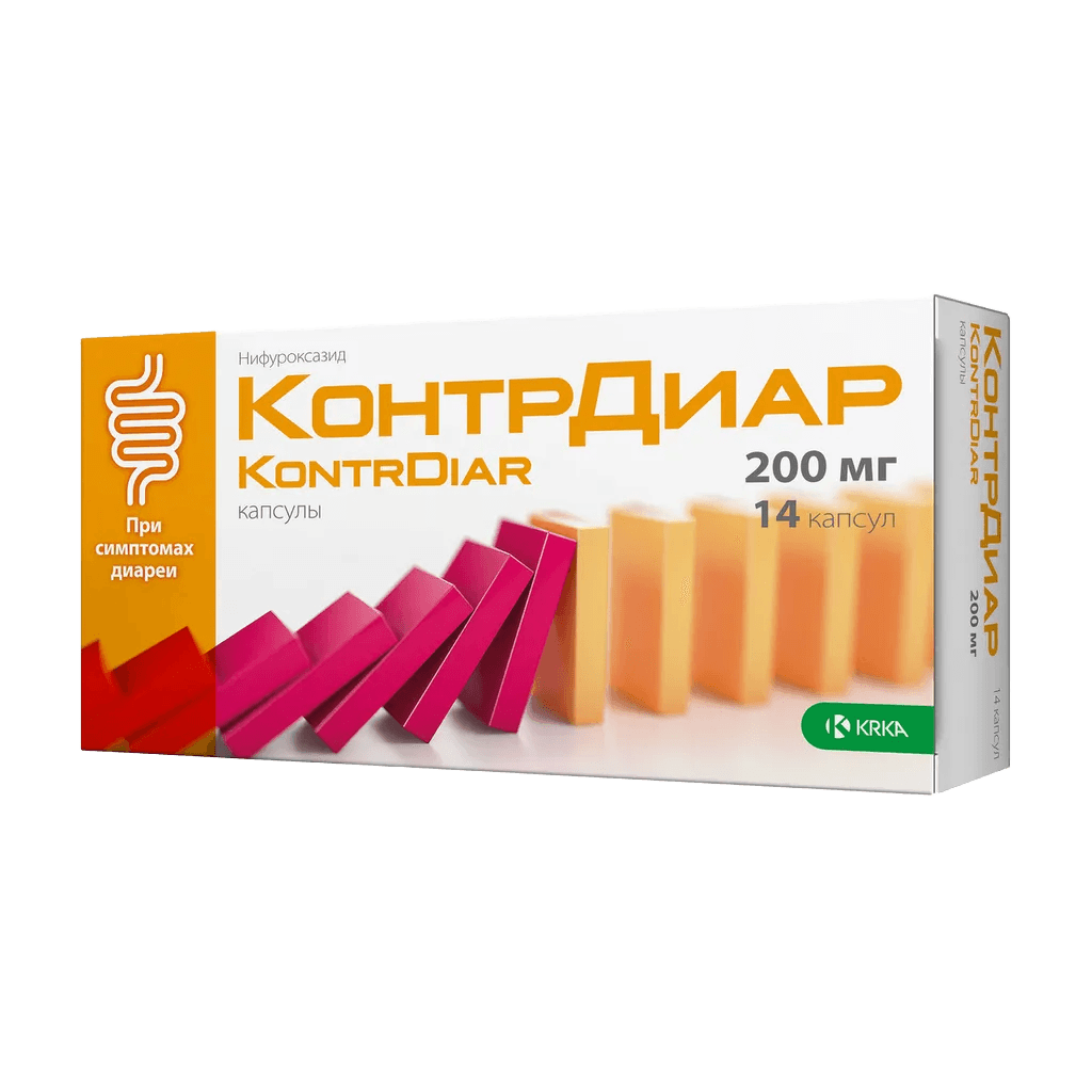 КонтрДиар, 200 мг, капс. №14