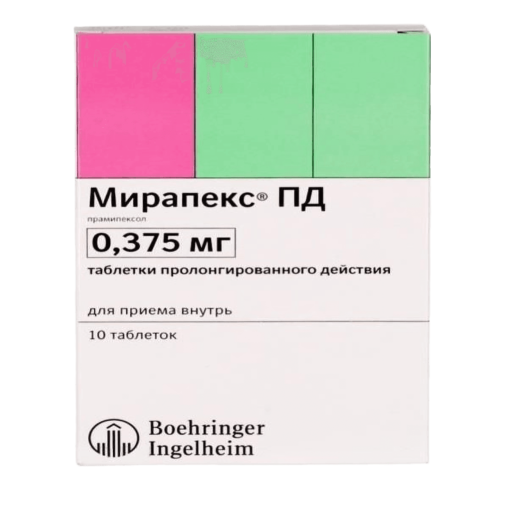 Мирапекс ПД, 0,375 мг, таб. №10