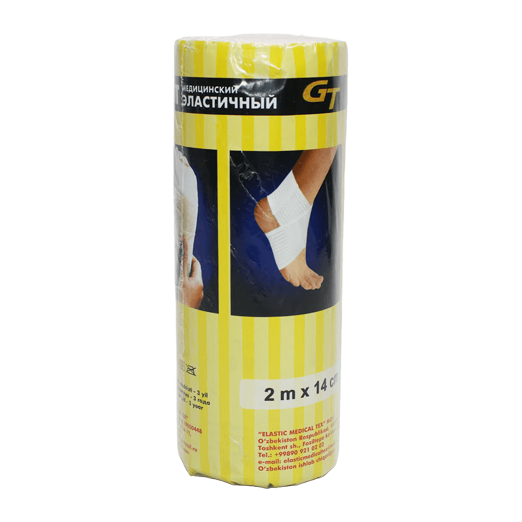 Бинт мед. эластичный GT, 14 см х 2 м (липучкой)