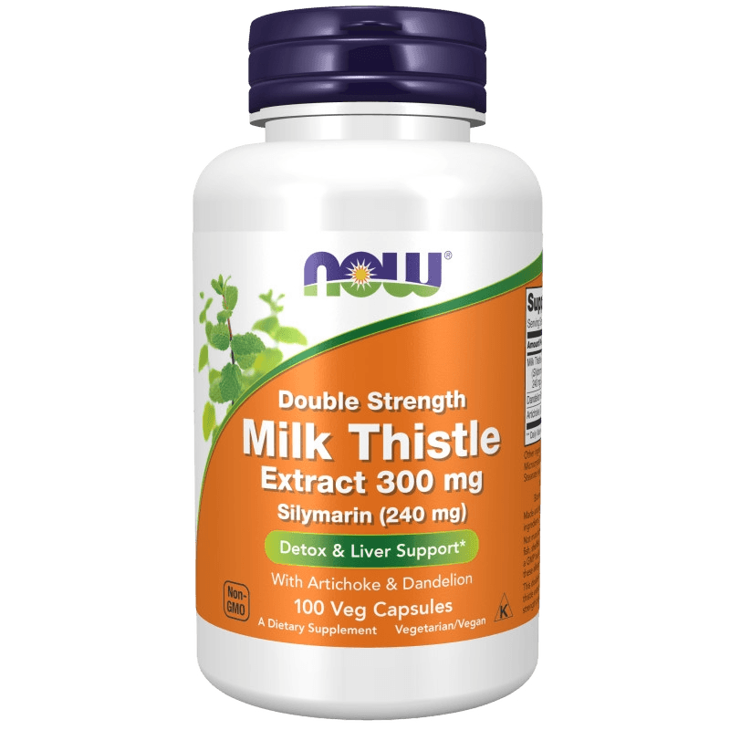 Расторопша экстракт и Силимарин (NOW Milk Thistle Extract Silymarin), 300/240 мг, капс. №100