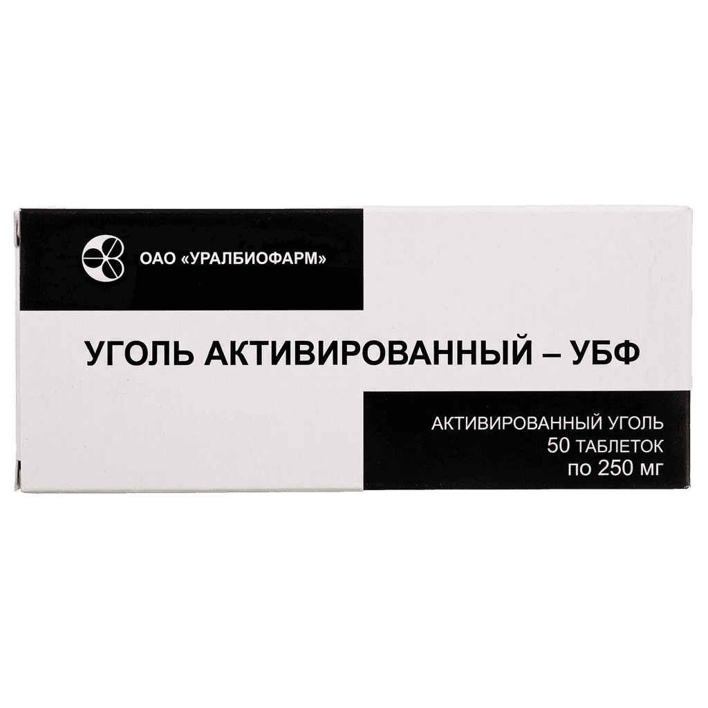 Уголь активированный УБФ, 250 мг, таб. №50