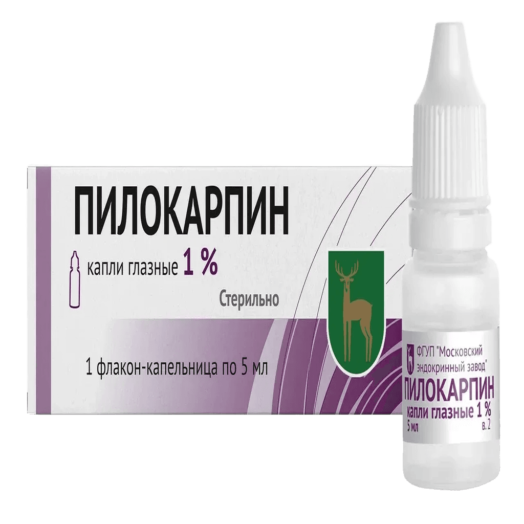 Пилокарпин, 1%, 5 мл, капли глаз.