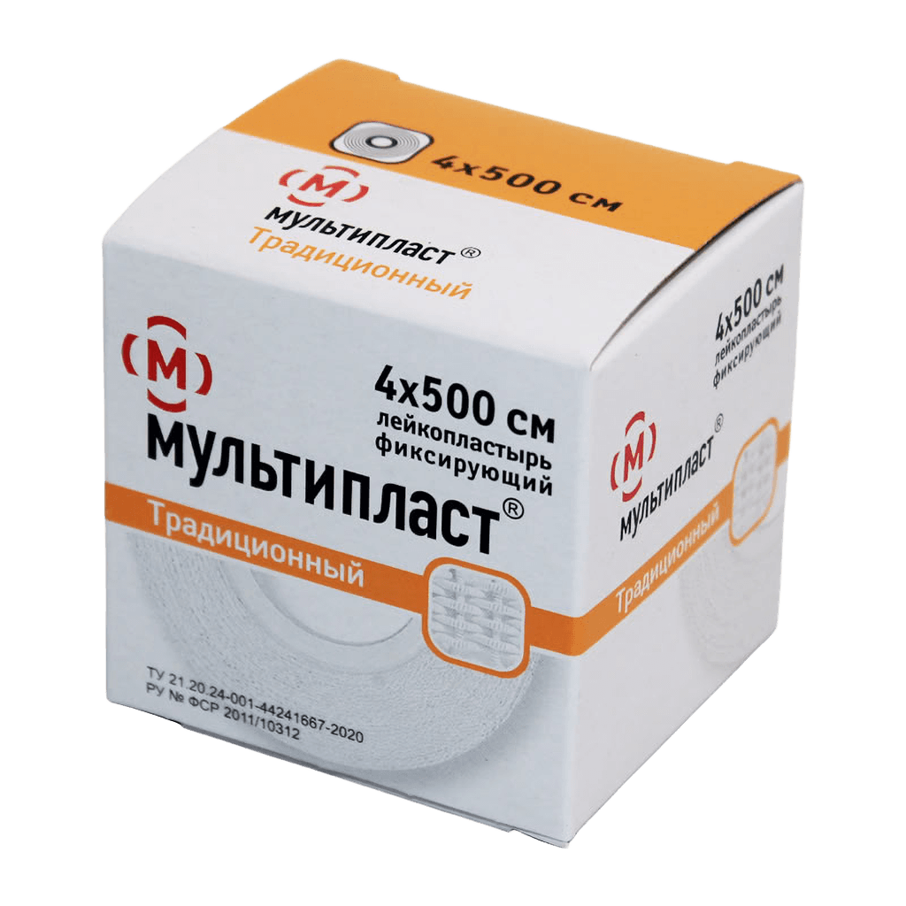 Лейкопластырь фикси. нестер. тканный. Мультипласт, 4 х 500 см