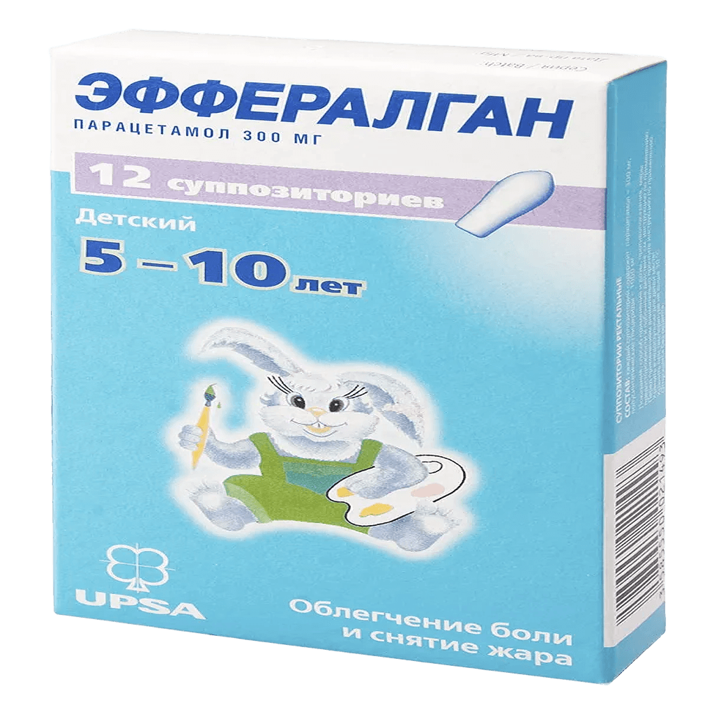 Эффералган, 300 мг, супп. рект. №12