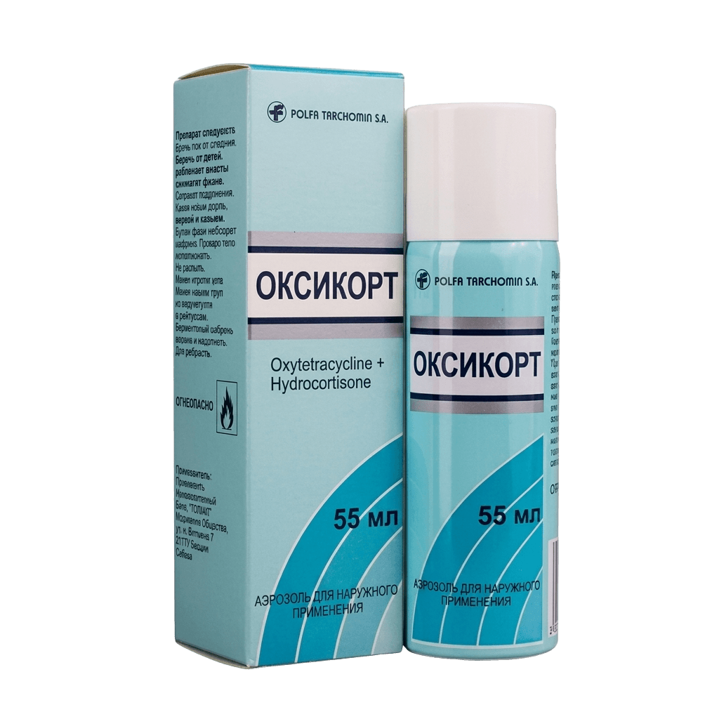 Оксикорт, 9,30 мг+3,10 мг/г, 32,25 г, аэрозоль