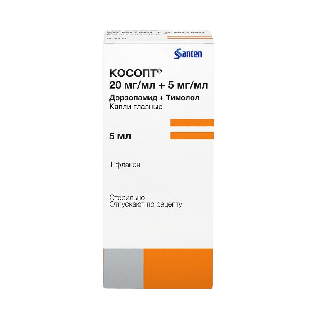 Косопт БК, 20 мг/мл + 5 мг/мл, 10 мл, капли глаз.