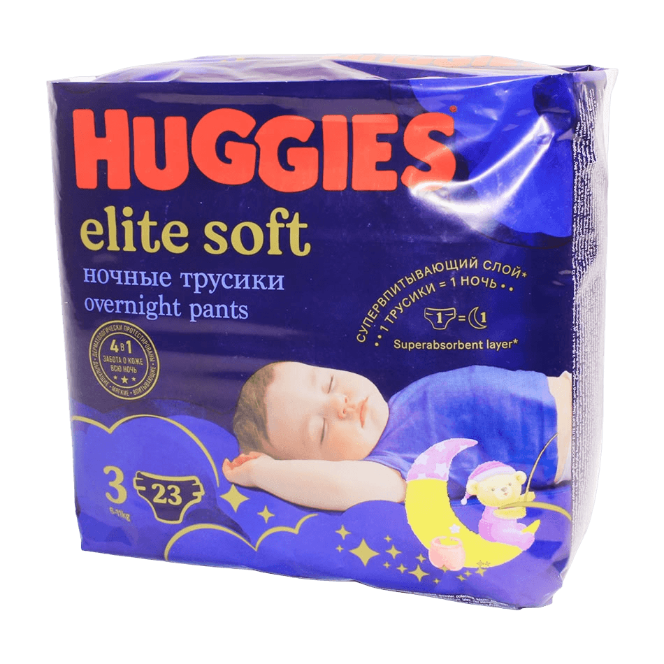 Подгузники трусики дет. ночные Huggies Elite Soft, раз. 3, №23