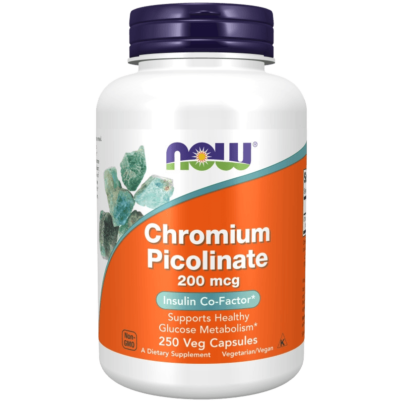 Хром Пиколинат (NOW Chromium Picolinate), 200 мкг, капс. №250
