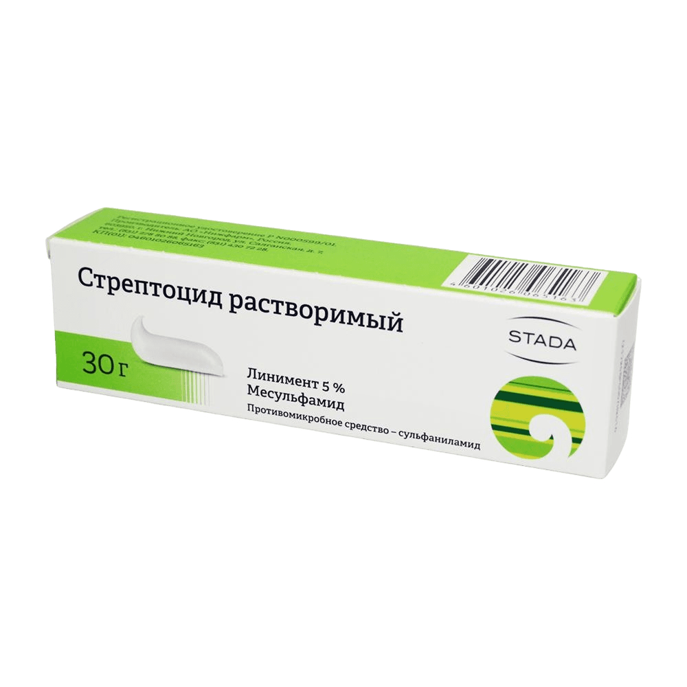 Стрептоцид растворимый, 5%, 30 г, мазь